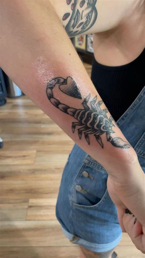 trad scorpion|traditional scorpion arm tattoos.